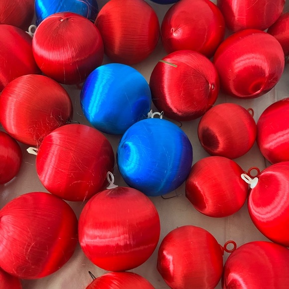 Red and Blue Christmas Ornaments satin 41 - Picture 2 of 3